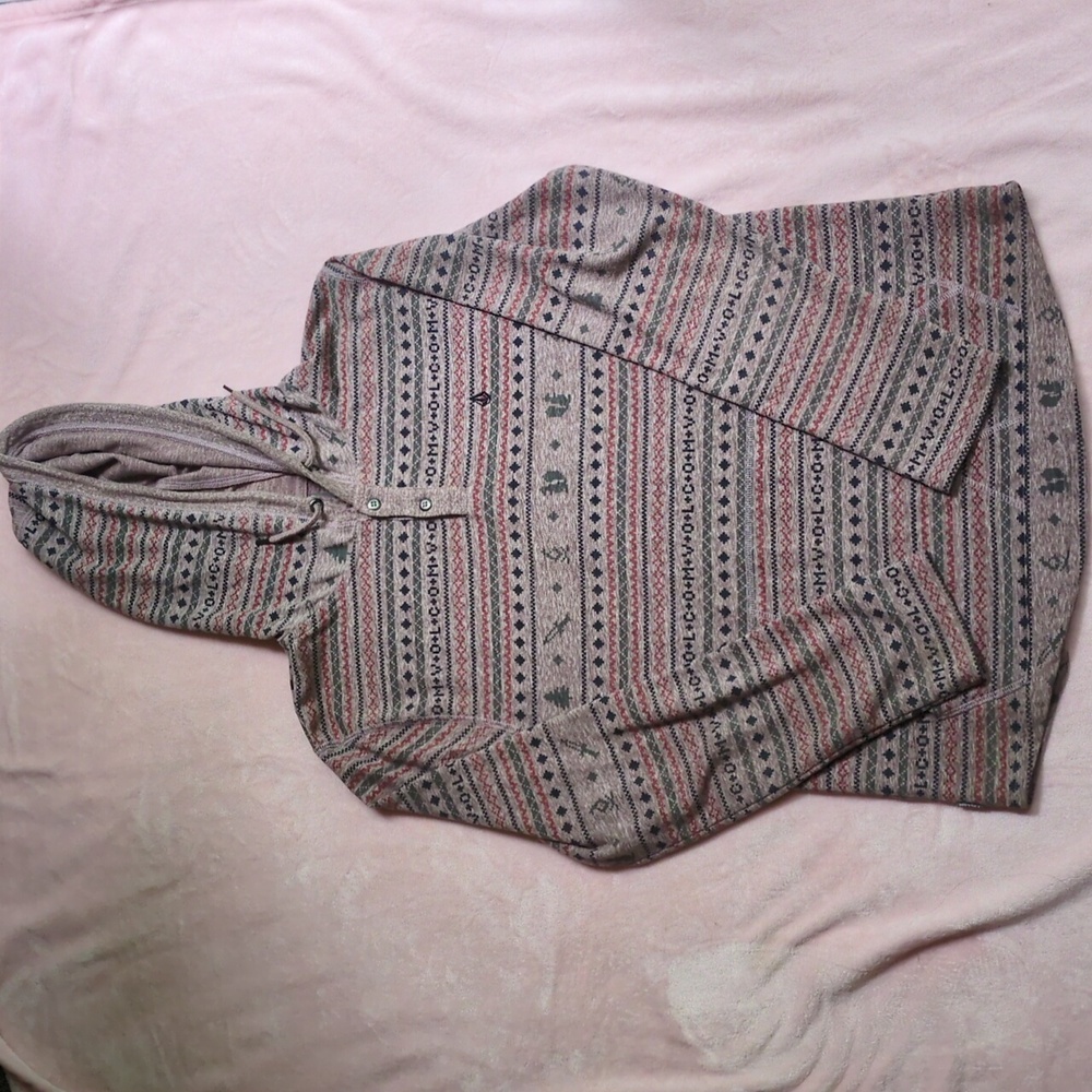 Volcom Purple Heather Fair Isle Hooded Henley
